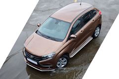 Защита порогов с алюминиевой площадкой 51мм (НПС) LADA XRAY 2016